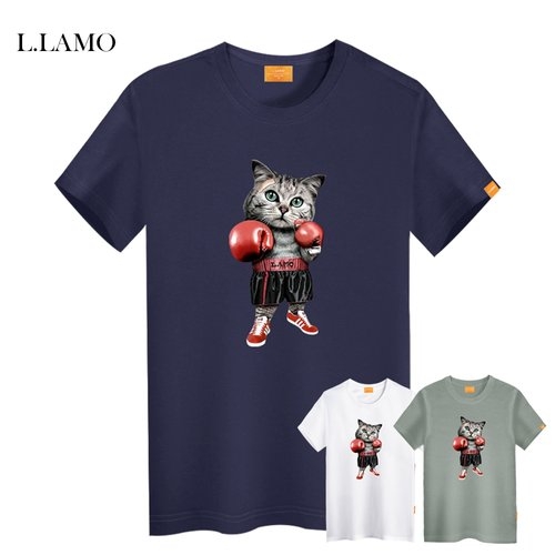 엘라모 복싱고양이 반팔티셔츠 남여공용 빅사이즈 4XL