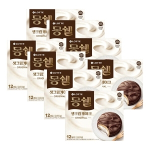 롯데  몽쉘 통통 생크림케이크 8박스 96봉 대용량 회사간식 어린이간식 학교간식