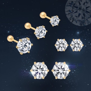 골드팡 14k 브릴리언트 모이사 다이아몬드 피어싱