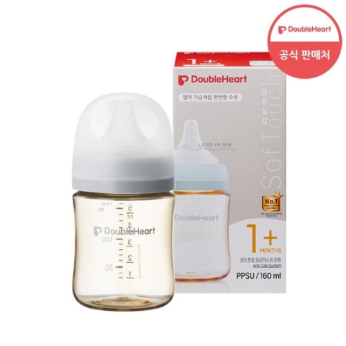 더블하트 모유실감 3세대 PPSU 새벽그레이 160ml
