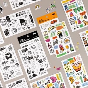 라이브워크  리틀띵스 컬러, 블랙 드로잉 씰 스티커팩 리무버블