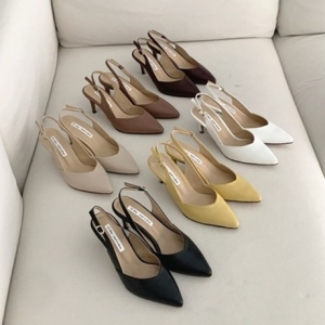 브룸 여성 모던 6컬러 레더 슬링백 버클 하이힐 WAT-717P