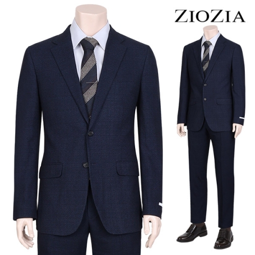 지오지아 슬림 네이비 톤온톤 글렌체크 정장세트 ABZ5SB1103_ABZ5SP1103