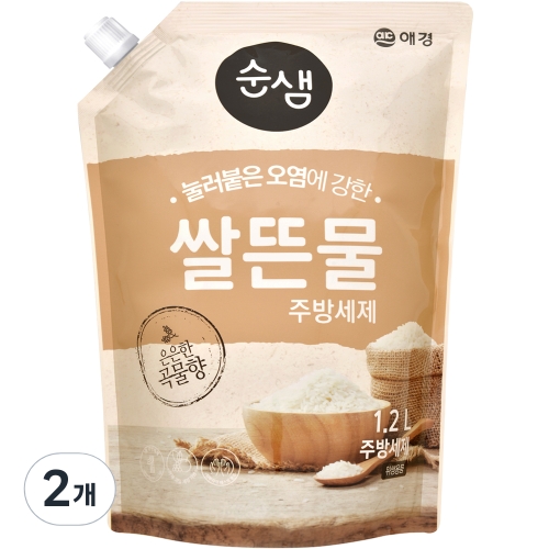  순샘 쌀뜨물 주방세제 리필 1.2L [2개]