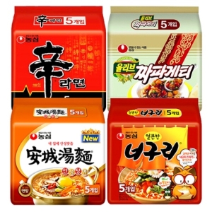 농심  신라면5개 + 안성탕면5개 + 짜파게티5개 + 오징어짬뽕5개