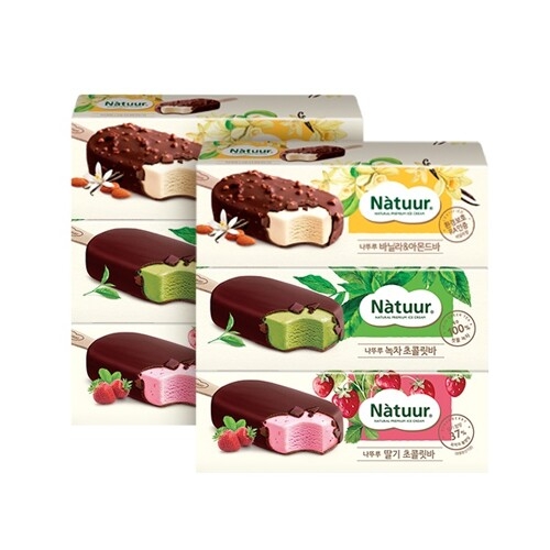 롯데제과 나뚜루 바 6개 세트 녹차2/딸기2/바닐라2