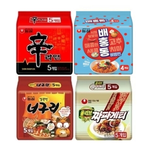 농심  신라면5개 + 배홍동비빔면4개 + 얼큰한너구리5개 + 짜파게티5개