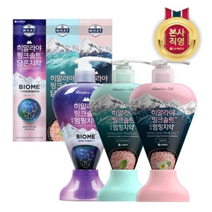 LG생활건강 페리오 히말라야 핑크솔트 바이옴 285g x 2개 + 튜브 치약 100g x 6개