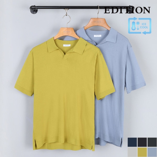 에디션앤드지 오픈형 카라넥 PK티셔츠 4COLOR NEB2ET1603 BL DGN BK LGR GR