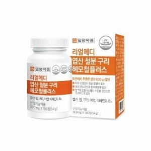 일양약품 리얼메디 엽산 철분 구리 헤모철 6개월분 철분제 아연 엽산제 비타민D B12