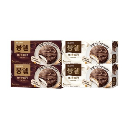 롯데  몽쉘 카카오 204g 6봉입 x2곽+크림 204g 6봉입 x2곽