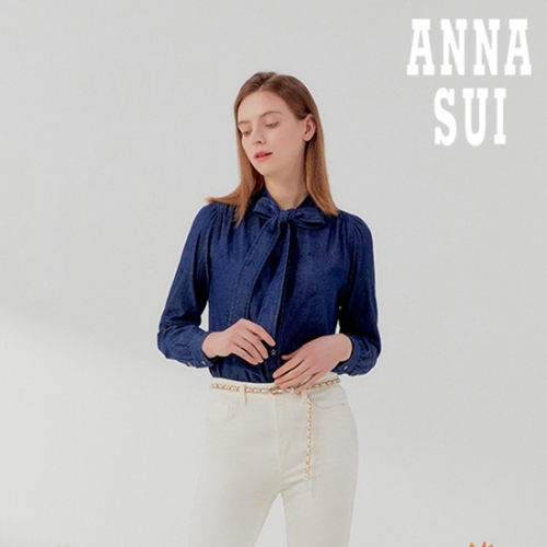 안나수이 로맨틱 타이 자수 블라우스