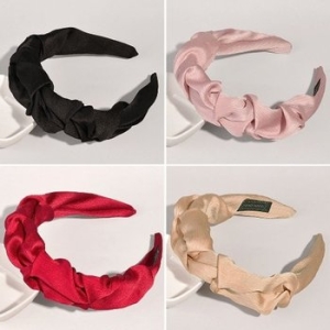 오너클랜 쉬폰꼬임머리띠 와이드 무지 헤어밴드 샤틴 셔링 심플 W88EF77