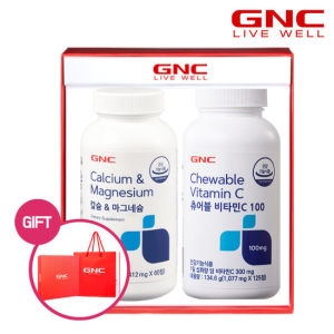 GNC 츄어블 비타민C100 125정 + 칼슘 앤 마그네슘 60정