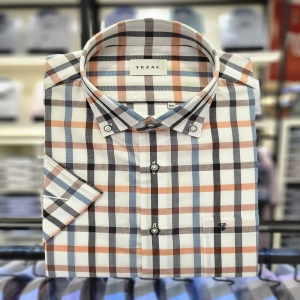 예작 셔츠 YJ3MBA282-ORM 일반핏 반소매 멀티윈도우체크 버튼다운