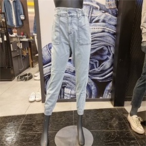 닉스 NC12 여 저온스 L톤 ICE 소프트데님 워싱 아웃포켓 페이퍼백 풀밴딩 테이퍼드조거 NQMDDJ580ICA