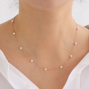 쥬릭스  14k 체인 땡땡이 진주목걸이 JGN0003