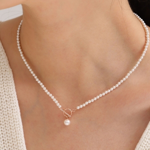 쥬릭스  14k 토글바 6mm 진주펜던트 스왈 진주목걸이 JGN0010