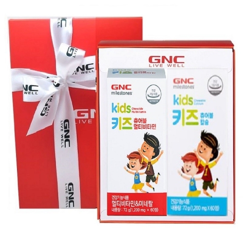 GNC 키즈 츄어블 멀티비타민 60정 + 칼슘 60정 세트