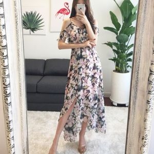 옷자락 여자 박시 끈조절 타이 카라 퍼프 셔츠 롱원피스 사이즈FREE OP9764_벽돌