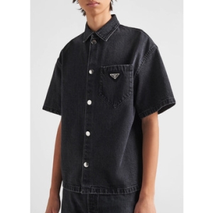 프라다 데님 반팔 셔츠_gec067