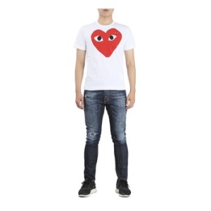 꼼데가르송 남성 빅 하트 프린팅 반팔티셔츠 화이트_AZ-T026-051-1