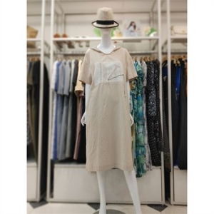 SI 세이브존04 스트링 배색 프린팅 후드 반팔 원피스 SEO25370BE