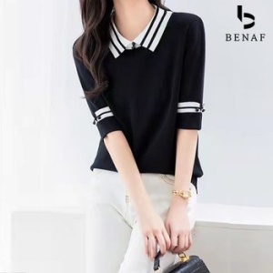 베나프 브이 카라 반팔니트_BG2LK005