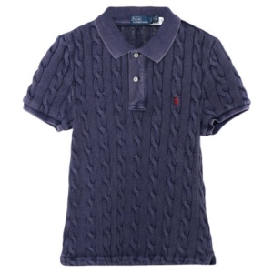 폴로랄프로렌 여성 포니로고 자수 케이블 니트 반팔 카라티 211891579002