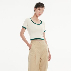 랩 LAP U넥 배색 반팔니트 AN2KH549