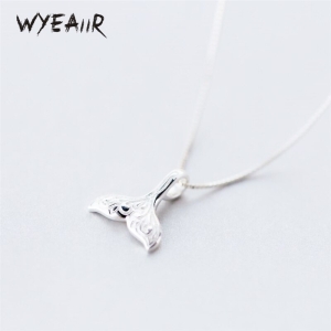 스털링  WYEAIIR-925 실버 고래 물고기 꼬리 인어 달콤한 고급 보석 여성 목걸이 01 45cm