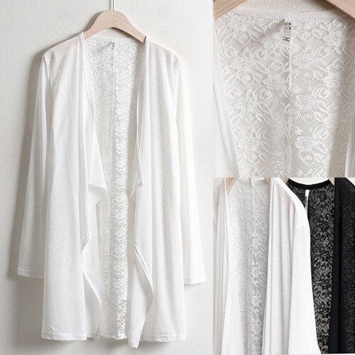 나야홍 빅사이즈 여성 플로랄 레이스 이중 가디건 H213067