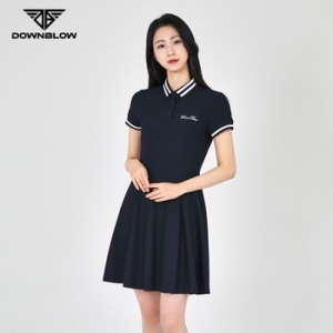 다운블로우  여성 심플 배색 카라 반팔 원피스 (9000W)