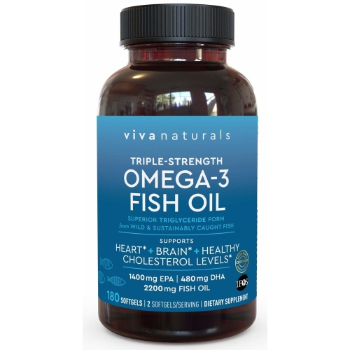 Viva Naturals 오메가3 피쉬 오일 2200mg 180캡슐