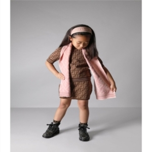 펜디 키즈 FF 패턴 반팔 니트 3-7Y JFG069AEYD