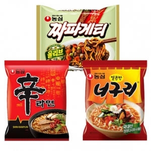 농심  신라면10개 + 짜파게티10개 + 얼큰한너구리10개