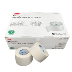 3M 마이크로포 백색 종이반창고 1530-1 쓰리엠 의료용 테이프 반창고 주사 병원용품 2.54cm 9.14m 12롤