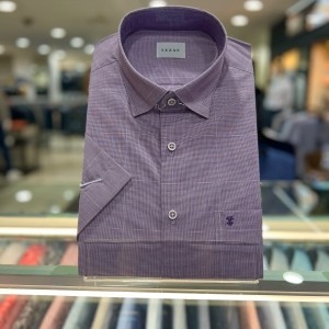 예작 잔체크 스냅단추 일반핏 반팔셔츠_YYJ3MBA280VI