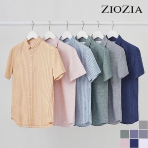 지오지아 남성 린넨 코튼 레귤러 카라 반팔 셔츠_ABA2WC1201