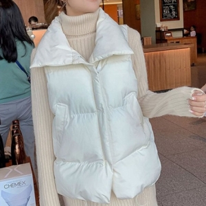 오노마 여성 오버핏 하이넥 패딩 조끼 OLK-101