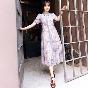 베스띠벨리 데님 트리밍 페이즐리 원피스 BGO2528BEP