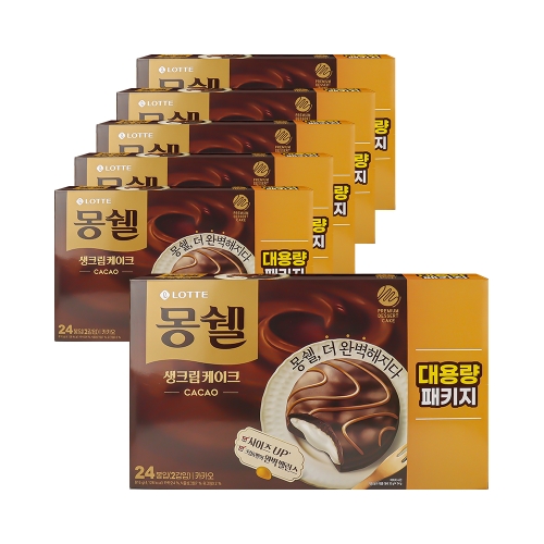 롯데제과  몽쉘 카카오 대용량패키지 816g 6개