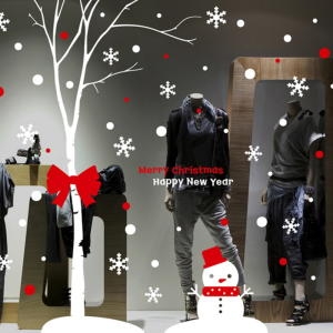 아트박스  cmi318-자작나무 아래 눈사람-크리스마스 스티커-낭만