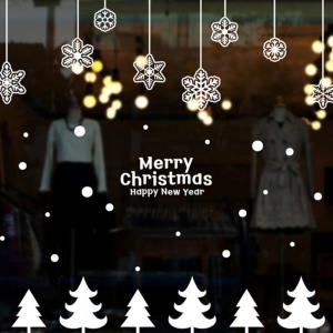 낭만창고  cmi287-눈꽃결정과 작은트리-크리스마스 스티커-낭만창