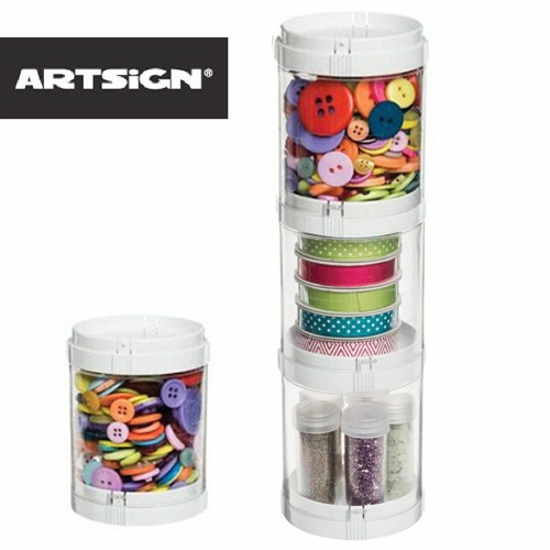 투명원통 3단 소품보관 수납정리함