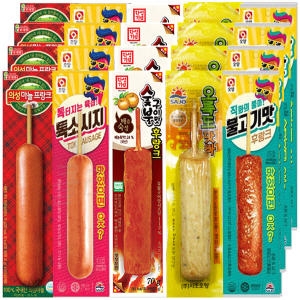 롯데푸드  편의점 핫바 의성마늘프랑크+불고기맛후랑크+숯불구이맛+오륙도맛바+갈비맛 4개씩 20개/소세지 후랑크