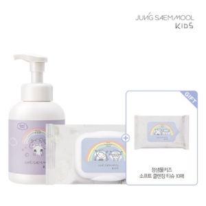 정샘물 키즈 소프트클렌징티슈 30매 + 키즈 마일드 버블 폼 페이셜바디 450ml