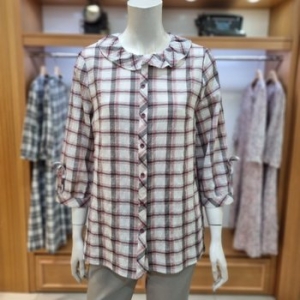 앤디스클라인 A2NAB401A 체크프릴카라 블라우스