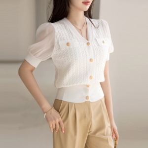 스타일온미 블랑슈 실크블렌딩 꽈배기 스카시 니트 블라우스