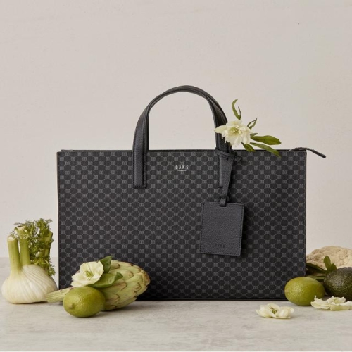 닥스 남성 로고 패턴 가죽 미디움 토트백_DBBA2F602BK